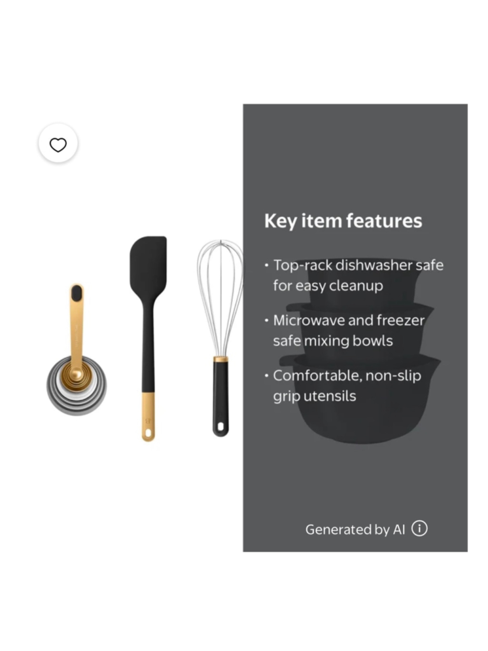 NEW Beautiful by Drew Barrymore 14-Piece Kitchen Mix & Measure Set, Black/Gold - Picture 3 of 9